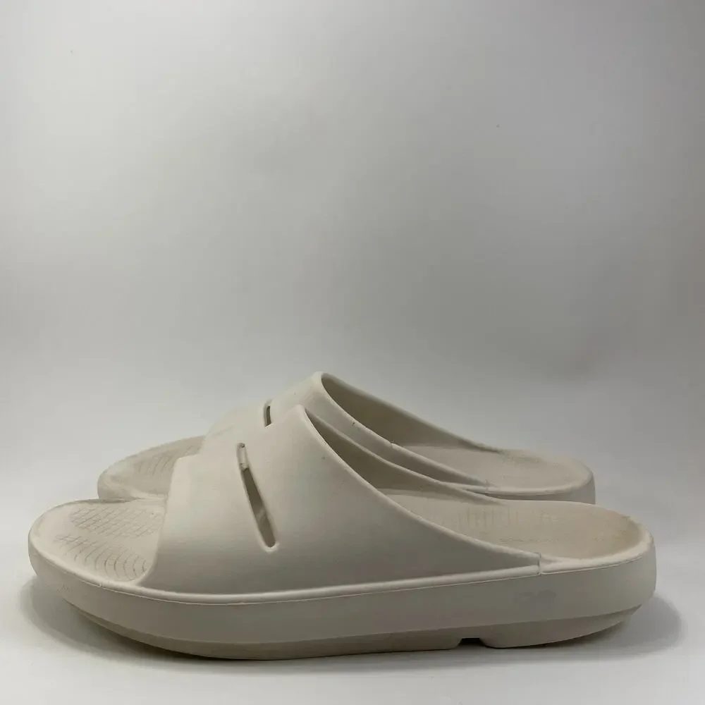 Oofos OOahh Slide Sandals Mens Size 10 Off White Comfort Recovery, Womens 12